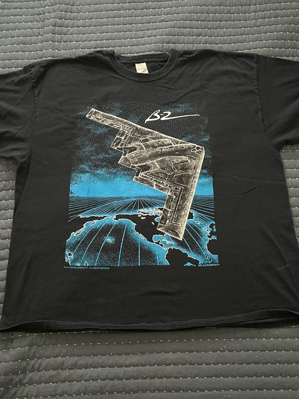 Vintage Gildan Ultra Cotton B2 bomber jet graphic tee, 2XL
